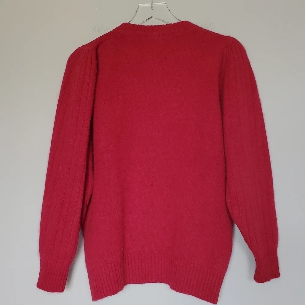 Vintage Kenji RN# 75343 Reindeer Holiday Sequin Embroidered Angora Wool Sweater